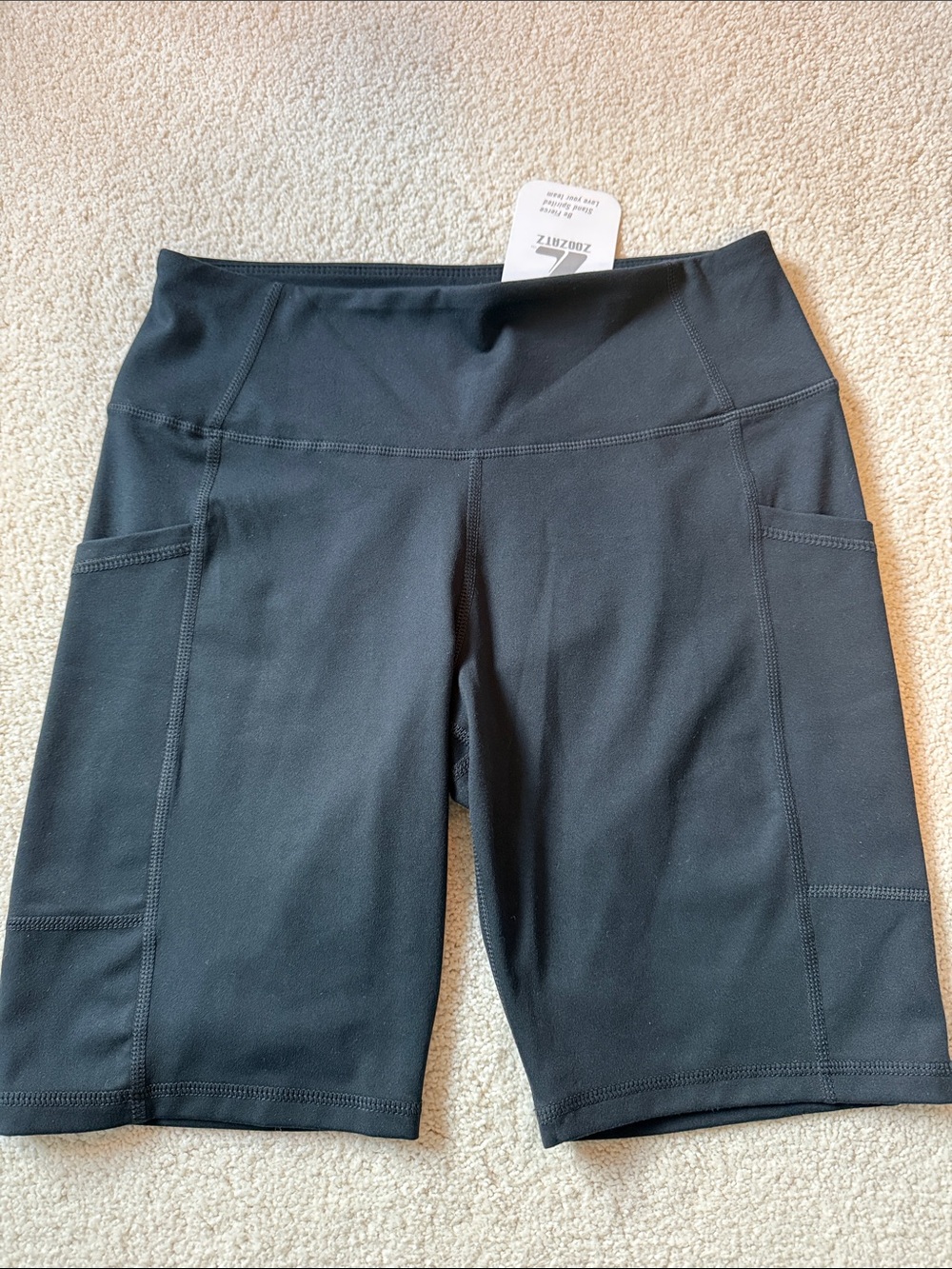 Zoobiz Black Mid-Rise Bike Shorts with Side Pockets
